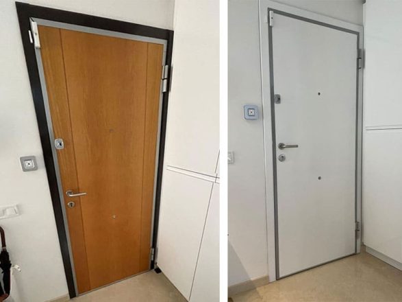 Lacado en blanco de la puerta de entrada a la vivienda