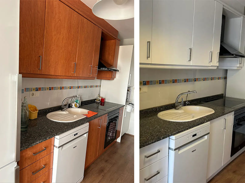 Renovación de cocina: de madera clásica a blanco moderno