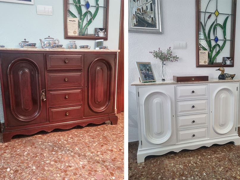 Aparador de entrada renovado con lacado blanco para un recibidor más luminoso