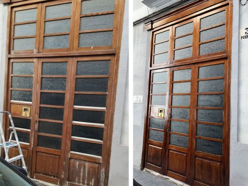 Puerta de entrada restaurada: carácter y distinción para tu hogar