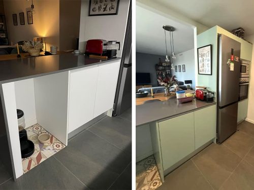 Cocina renovada en verde menta: un toque de frescura y personalidad