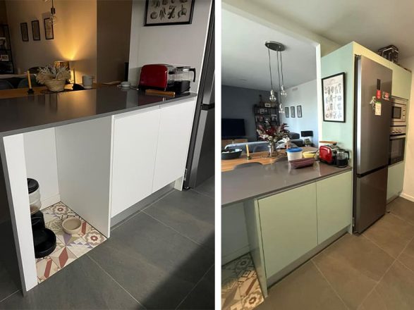 Cocina renovada en verde menta: un toque de frescura y personalidad