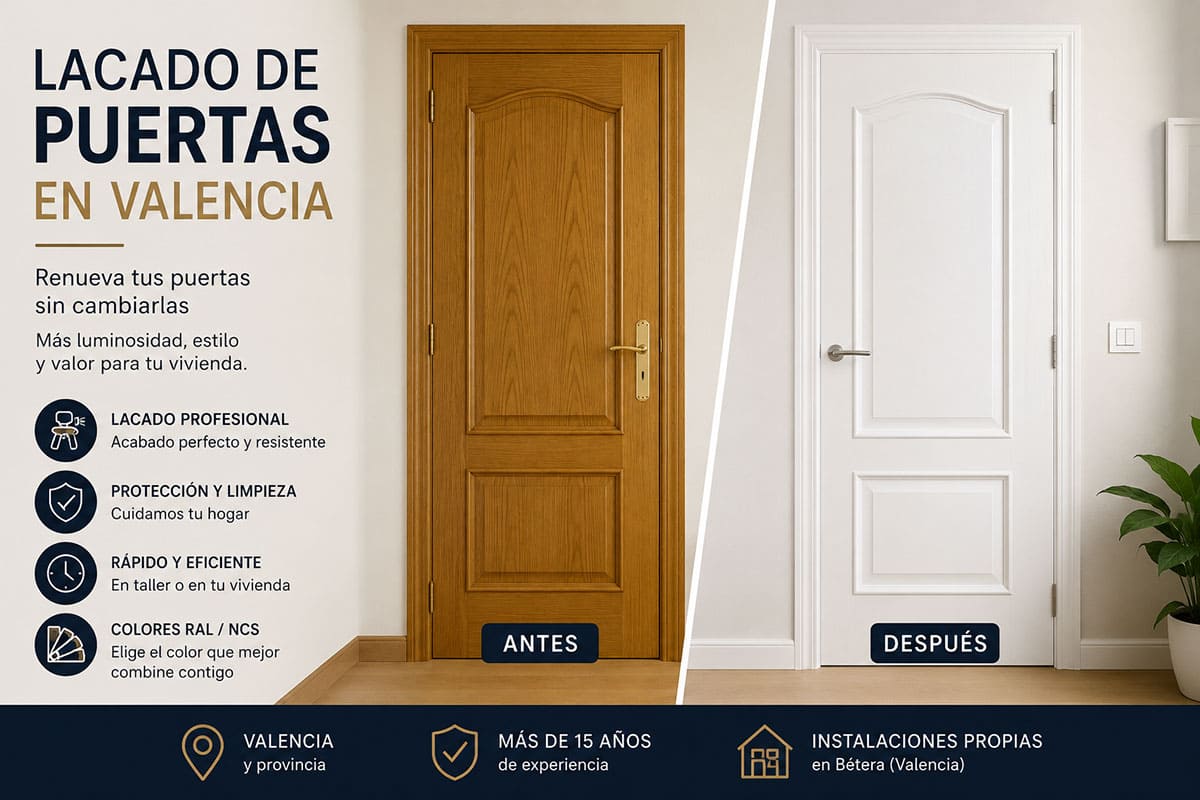 Lacado de puertas en Valencia antes, después